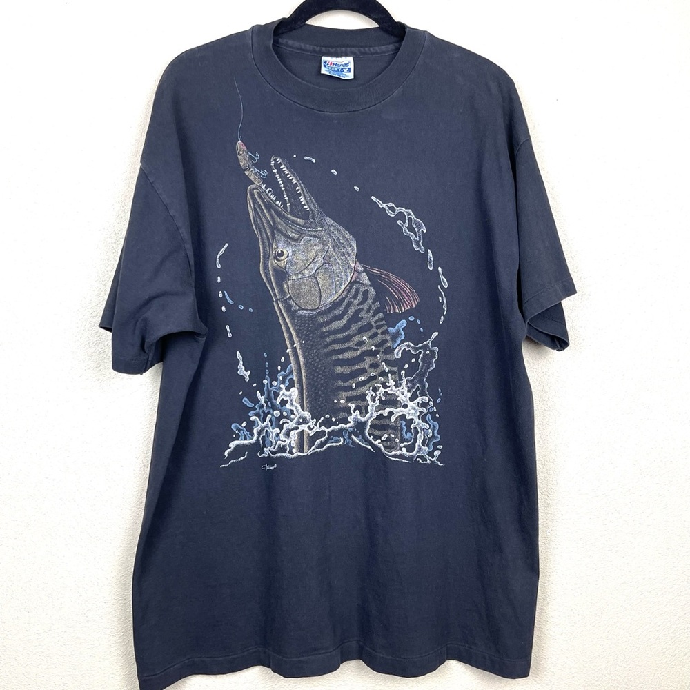 Vintage Hanes Fishing Tee Size XL